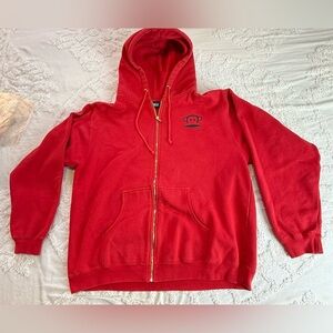 Red Zip-Up Hoodie with Logo